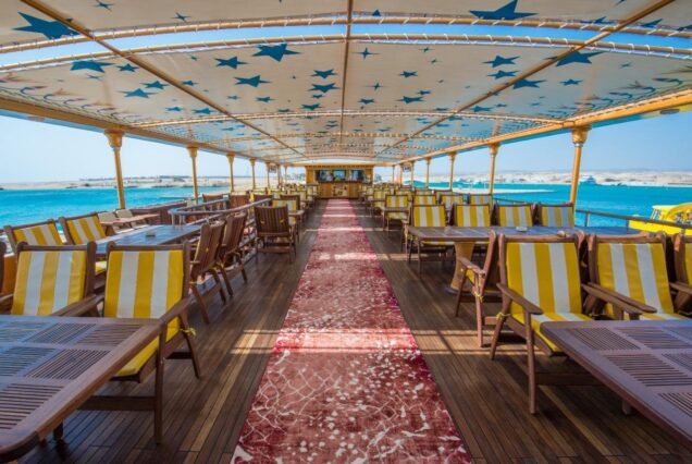 Relaxing on the sun deck of the famous Nefertari yacht in Hurghada