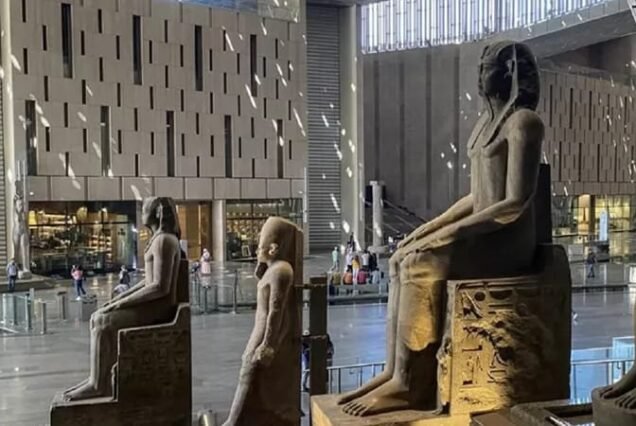 Ancient Egyptian artifacts displayed with cutting-edge technology inside the new GEM museum