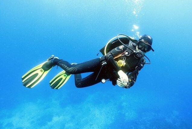 A tourist on a Hula Hula Island snorkeling extravaganza.