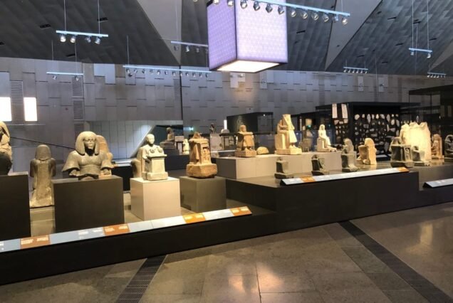 Ancient Egyptian artifacts displayed with cutting-edge technology inside the new GEM museum