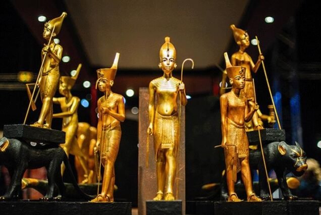 Ancient Egyptian artifacts displayed with cutting-edge technology inside the new GEM museum