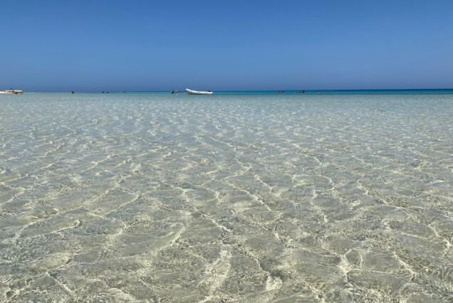 White sandy beach on Siyal Island Hamata Islands Wadi El Gemal.